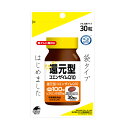 還元型コエンザイムQ10 30粒 袋タイプ 本品は、カネカ社製の「還元型コエンザイムQ10」を、1日2粒中に100mg配合し、さらにビタミンEを配合した栄養機能食品（ビタミンE）です。これからの若々しい毎日を応援します。 ビタミンEは、抗酸化作用により、体内の脂質を酸化から守り、細胞の健康維持を助ける栄養素です。 本品は直接体内で働く“還元型”コエンザイムを1日目安量2粒中に100mg配合しております。 年齢が気になりだした方や、これまでのコエンザイムQ10では物足りなかった方には“還元型”をお勧めします。 ビタミンEを国の定める規格基準内で配合した栄養機能食品（ビタミンE）です。 【お召し上がり方】 ・栄養補助食品として1日2粒を目安に、水またはぬるま湯と共にお召し上がりください。 【原材料】 サフラワー油(国内製造)、ゼラチン（豚皮由来）、還元型コエンザイムQ10／グリセリン、ミツロウ、カラメル色素、ビタミンE 【栄養成分表示　1日目安量：2粒（0.86g）当り）】 ------------- ・エネルギー 6.00kcal ・たんぱく質 0.23g ・脂質 0.53g ・炭水化物 0.07g ・食塩相当量 0.0002g ・ビタミンE 8mg　(127%)※注 ・還元型コエンザイムQ10　100mg 　※注)栄養素等表示基準値2015(18歳以上、基準熱量2,200kcal)に占める割合 ------------- 【保存方法】 ・高温多湿、直射日光を避けて保存してください。 ・開封後はチャックをしっかりと閉めて保管し、お早目にお召し上がりください。 ・薬を服用中の方、通院中の方、妊娠・授乳中の方は、医師にご相談ください。 ・体に合わない時は、ご使用をおやめください。 ・本品は、多量摂取により疾病が治癒したり、より健康が増進するものではありません。一日の摂取目安量を守ってください。 ・本品は、特定保健用食品と異なり、消費者庁長官による個別審査を受けたものではありません。 【販売元】 株式会社ユニマットリケン 107-0062 東京都港区南青山2-7-28