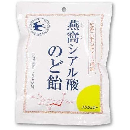 酸素処理燕窩配合ののど飴です! 通勤・通学時、人ごみに行く時、旅行先などの出かける時、のどが渇いた時などでお使いください。 ※シアル酸は中華料理の高級食材の燕の巣や、母乳等の乳タンパクに多く含まれる成分です。 【内容量】 (約)87g (個包装紙込み) 【原材料名】 還元水飴、還元パラチノース、酵素処理燕窩、紅茶、シイタケ菌糸体エキス、ビタミンC、香料 【栄養成分表示1粒(3.8g当たり)】 エネルギー:14.7Kcal たんぱく質:0.008g 脂質:0.023g 炭水化物:3.6g 食塩相当量:0mg 糖類:0g ●特許第4216789号　取得 【保存方法】 直射日光及び高温多湿を避けて保管して下さい。 【注意事項】 ● 開封後は、お早めにお召し上がりください。 ● 一度に大量に食べると体質により、お腹がゆるくなる事があります。 ● 乳幼児の手の届かない場所に保管してください。 【原産国】 日本 【製造販売元】 販売者 株式会社トキワ漢方製薬