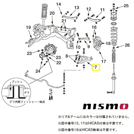 NISMO 【ニスモ】 サスペンションリンク「リアAアームセット(補強板付)」 （イメージ図中番号7）スカイライン　ER34 (2WD)