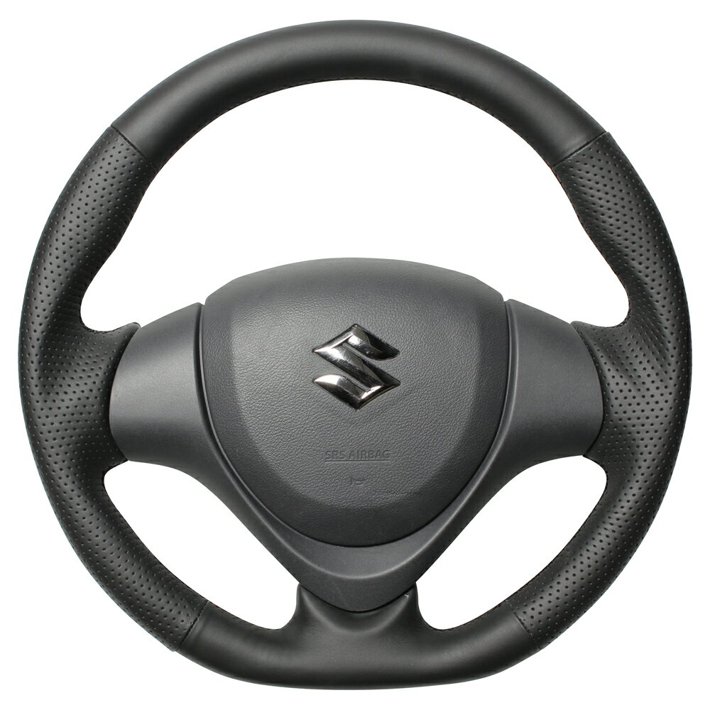 REAL レアル ステアリング オリジナルシリーズ ジムニー (JB23W:10型) H26(2014).8〜H30(2018).7 ソフトDシェイプ / 小径(362mm) / ガングリップ スタンダード オールレザー / レッド×ブラック ユーロステッチ