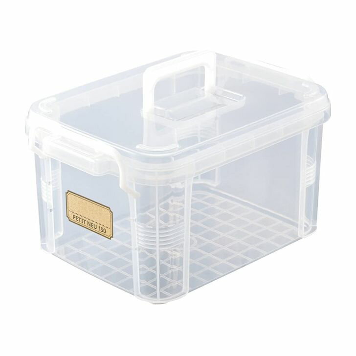 不動技研 プチノイ 150 ハンドル付 クリア F-2232 容量 9L 収納ボックス 長方形 中が見える ふた付き ..