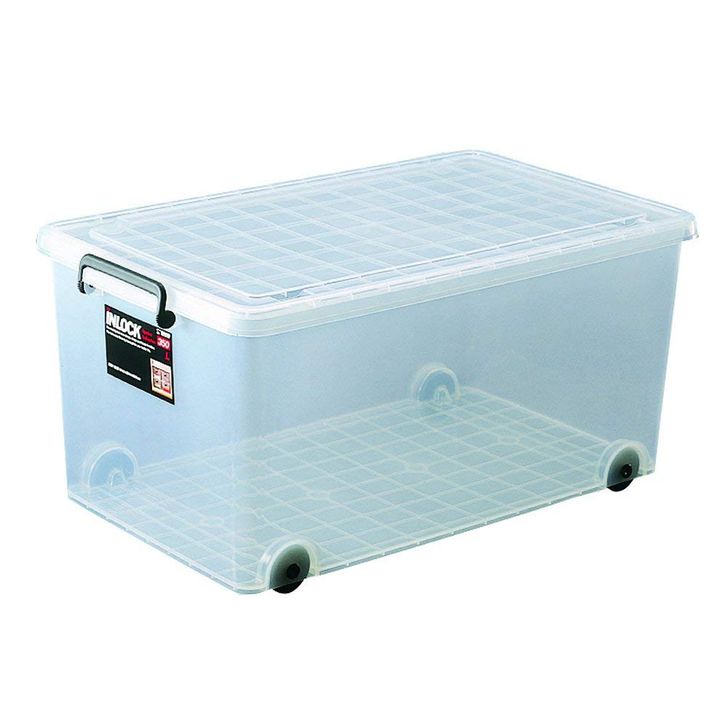 【5個組】天馬 インロック 350L 収納ケース 衣装ケース 収納ボックス プラケース プラスチックケース 特大 衣類ケース TENMA おもちゃ箱 フタ付き キャスター付き 衣替え 中身が見えて大容量の収納ケース