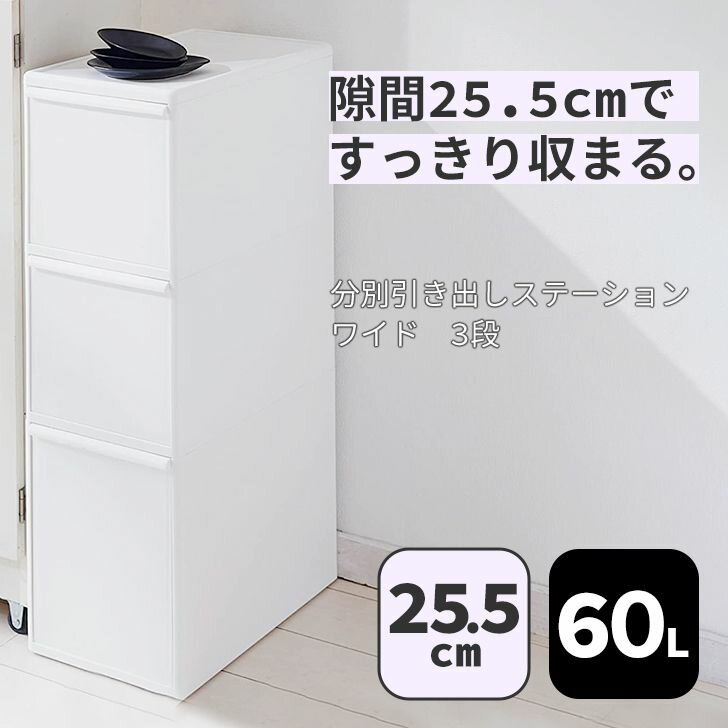 吉川国工業所 like-it ライクイット縦3段 分別引出しステーション ワイド BW-3 60L 【幅25.5cm】 ゴミ箱 縦型引き出し分別 ダストボックス リビング【 送料無料 】 プレゼントにも