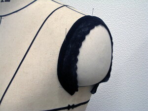裄綿【YU-30-B:黒】 薄〜中肉生地に最適 【ストレッチ綿+波型カット】 袖山にぴったりフィット 1組単位 ゆき綿 たれ綿 《メール便OK》