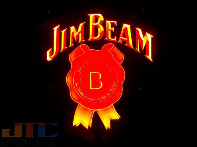 【LED3D看板はメーカーの生産終了に伴い、今ある在庫限りで販売終了となります。】JIM BEAM ジム・ビーム LED 3D ネオン看板 ネオンサイン 広告 店舗用 アメリカン雑貨 看板 ネオン管