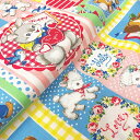【60cmパネル売り】シーチング生地 QUILT GATE 大きなパッチワーク風 ベビーアニマル 動物 新作キルトゲイト マスク作り ハンドメイド 手芸 キルトゲイト