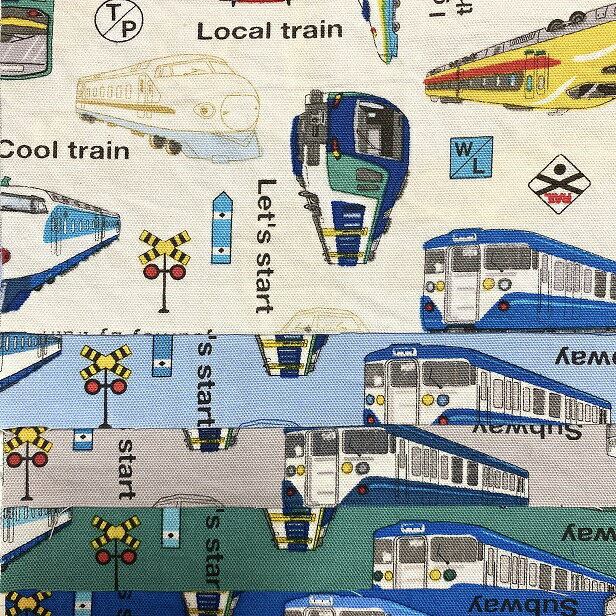 オックス生地 オックス 生地 電車 新幹線 ドクターイエロー 電車柄 手作り 入園準...