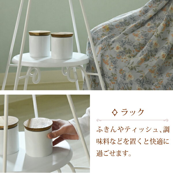ヨーロッパ風ロートアイアン家具カフェテーブル丸テーブル幅60cm高さ70棚付きアイアン脚アンティーク風