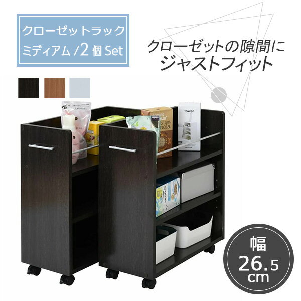 クローゼット 収納 キャスター付 ワゴン ラック 2個組 押入れ収納 約 幅30 約 奥行き60 高さ65.5cm キ..