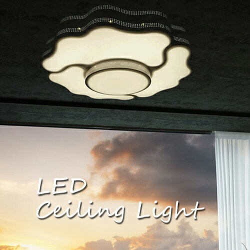 乐天商城 - 【メーカー直送】 花 モチーフ LEDシーリングライト フラワー リビング ナチュラル 5000ルーメン 天井照明 インテリア 直付け 工事不要 リモコン付き シーリングライト シンプル LED 高級感 間接照明 ワイヤレス インテリア照明 可愛い 【354027】