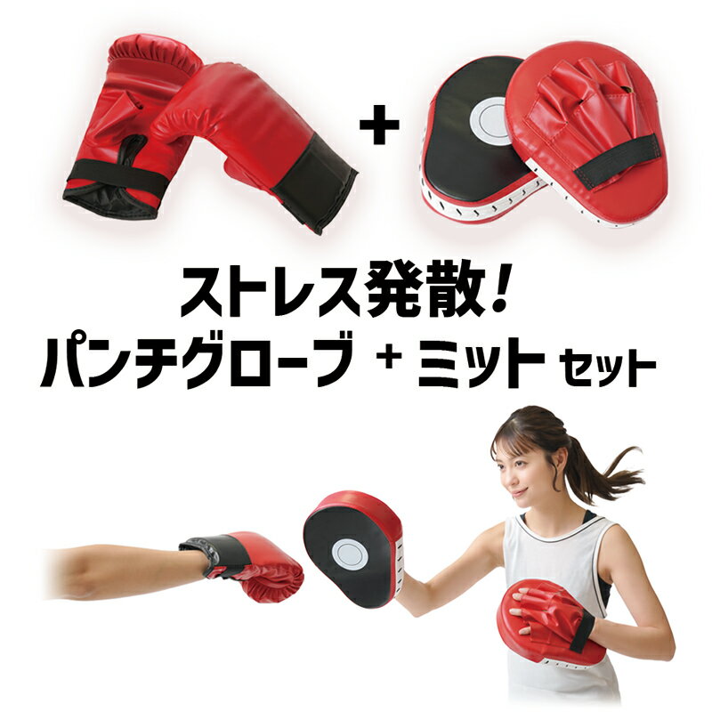 ミット打ち セット パンチグローブ + パンチミット ダイエット 脂肪燃焼 エクササイズ 筋トレ パンチングミット パンチンググローブ ストレス発散 ストレス解...