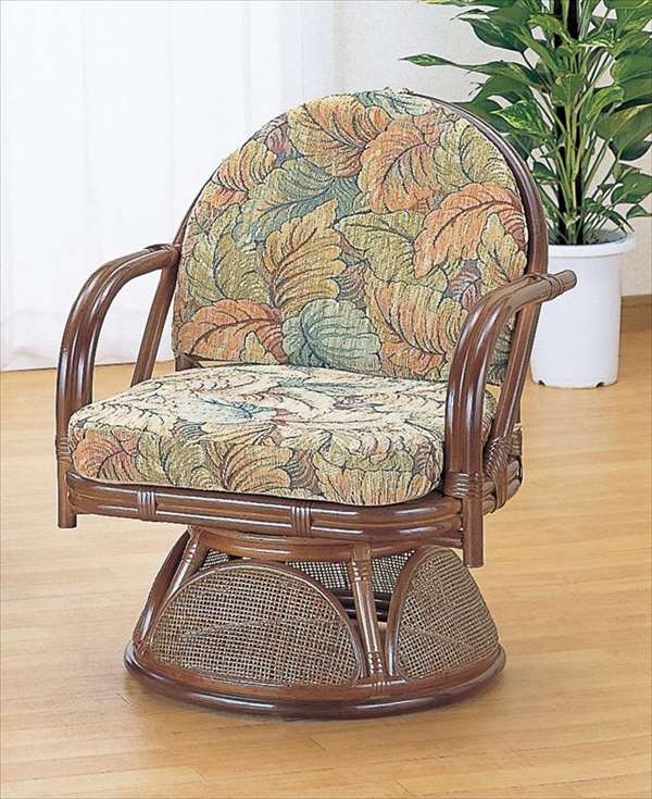 Legless Chairs - ラウンドチェア ハイタイプ TK-881 ブラウン 籐 籐家具 座椅子 椅子 イス 回転式 アジアンリビングルーム籐ラタン製 輸入品 完成品
