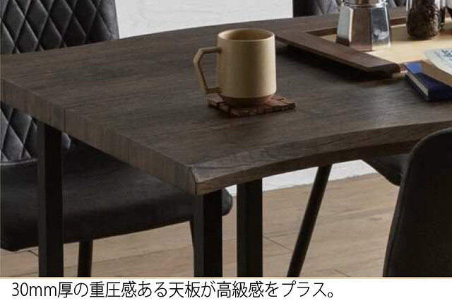 ダイニングテーブルのみ 幅160cm 一枚板風 北欧風 ヴィンテージ風 食卓テーブル おしゃれ スチール脚 4人用 ブラウン グレー ナチュラル [3]