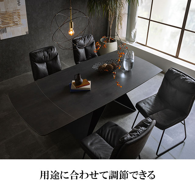 ダイニングテーブル 伸長式テーブル 幅160-195cm セラミック 食卓テーブル おしゃれ グレー ブラック [2]