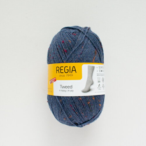 REGIA Tweed（レギア ツイード）4ply 100g 00052 / jeans tweed ☆4本撚り 靴下用毛糸 ソックヤーン 手編み 手あみ 編み物 シャッヘンマイヤー