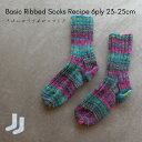 【611】Basic Ribbed Socks Recipe 23-25cm 基本のリブ編み靴下【6ply】【レシピ】【靴下】【300円】【編み図】【Opal】