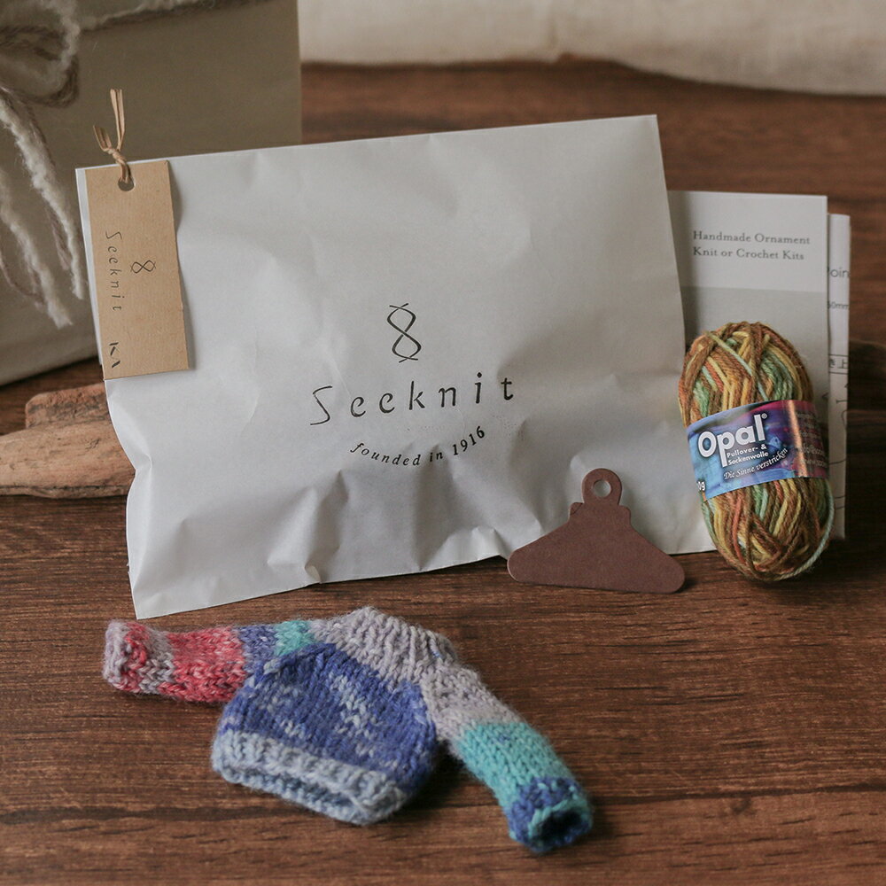 Seeknit Ornament Kit 棒あみ針でつくるミニセーターキット◇ オーナメント 毛糸 あみ針 編み針 クリスマス ギフト プレゼント 靴下 セット 編み物 初心者