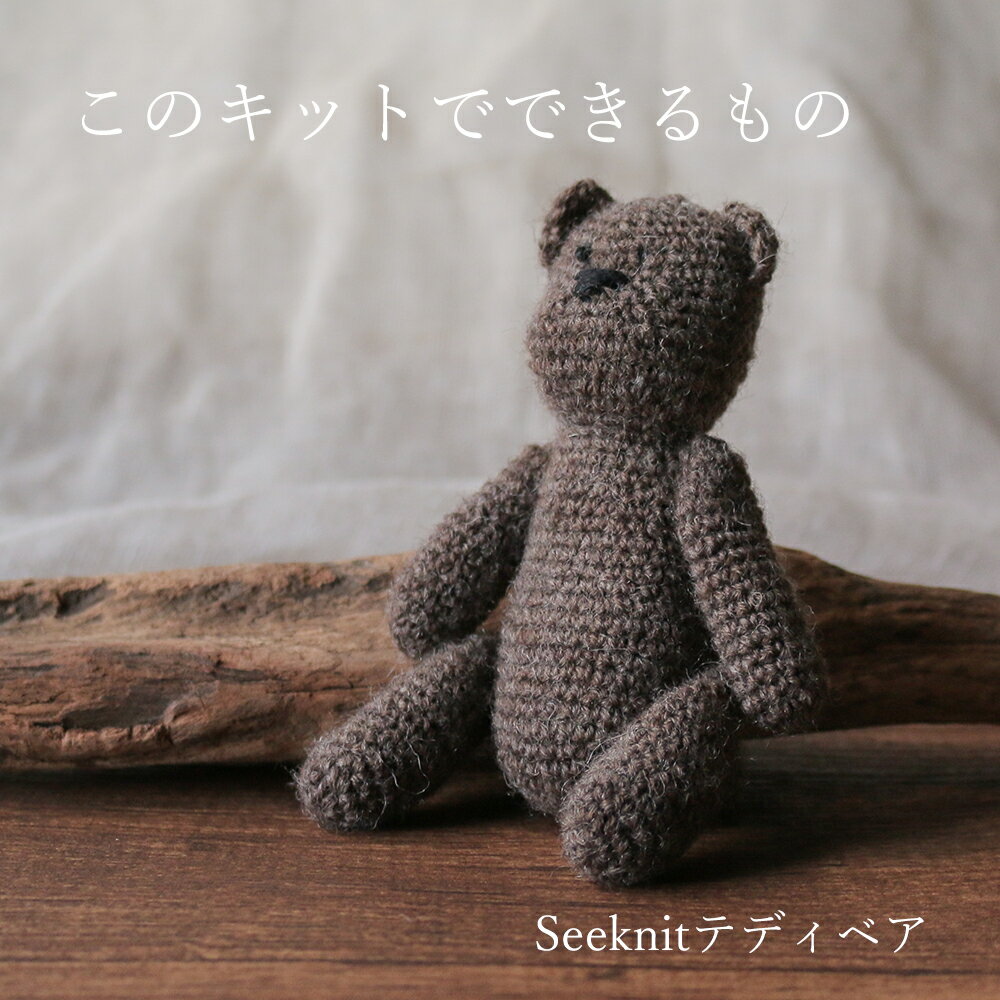 Seeknit かぎ針でつくるテディベアキット ◇ オーナメント 毛糸 かぎ針 編み針 クリスマス ギフト プレゼント ニット帽 セット【ネコポス不可・レターパックは1箱まで】 編み物 あみもの 初心者【K】 2