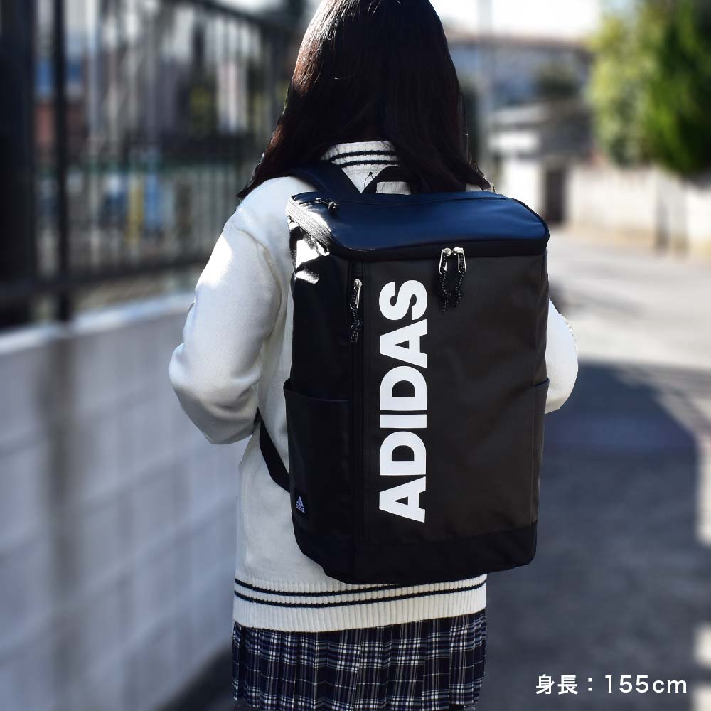 アディダス リュック 25L B4 adidas ボックス型 通学 リュックサック メンズ レディース 中学生 高校生 女子高生 男子 女子 ボックスリュック スポーツリュック 通学リュック スポーツ 小さめ スクエア 黒 白 67441