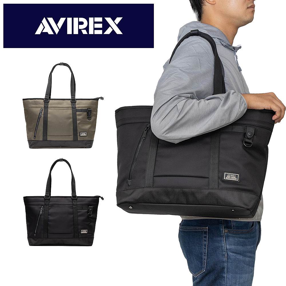 トートバッグ メンズ（10000円程度） 【5/10限定★エントリーで最大P39倍】 AVIREX アビレックス トートバッグ メンズ レディース 肩掛けカバン トートバッグ トート ミリタリー 黒 カーキ アヴィレックス AX2054