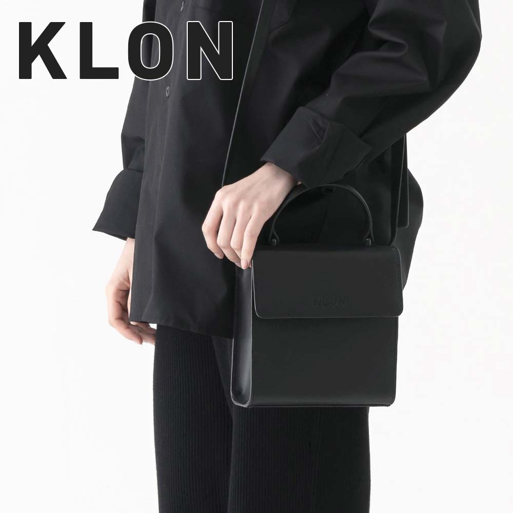 【5/20限定★全商品ポイント10倍】 KLON クローン ミニトートバッグ ショルダーバッグ 2WAY レディース ACTIVE LEATHER BAG -VNM- FLAP TYPE トート ハンドバッグ ミニトート おしゃれ かわいい BLACK × BLACK