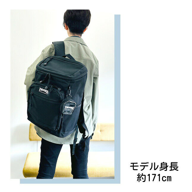 リュック 通学 大容量 男子 thb-0032 THRASHER スラッシャー カラーネーム スクエアリュック 31L ミニポーチ付き A4 B4 PC タブレット 通学リュック 部活 旅行 修学旅行 林間学校 合宿 かっこいい メンズ レディース 高校生 中学生 大学生 スケーターブランド ストリート系 kabanism-10006226 バッグと財布の店 カバンイズム サンプル画像3