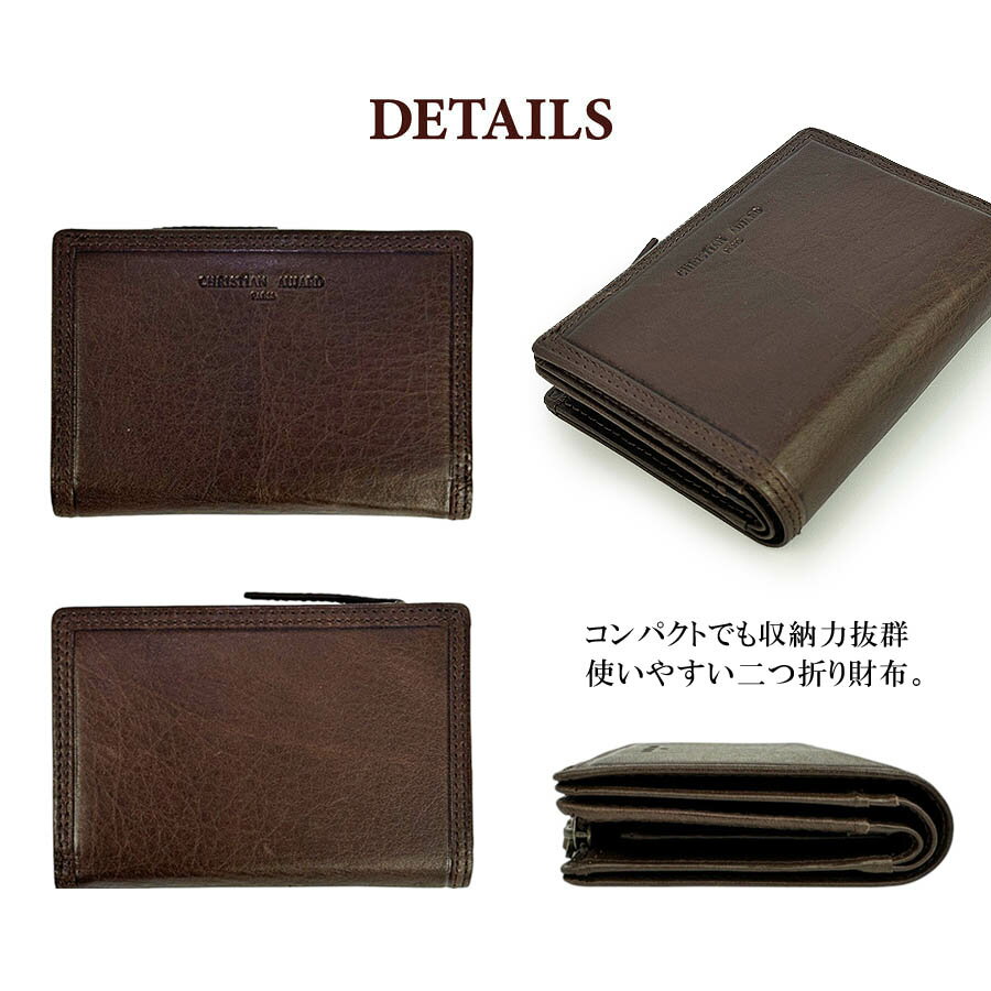 二つ折り財布 メンズ ca0003 CHRISTAIN AUJARD クリスチャン・オジャール 二つ折り財布 L字ファスナー wallet 小銭入れ付き 大容量 ファスナー財布 折り財布 牛革 本革 レザー 定番 ブランド おしゃれ かっこいい 男性 紳士 お父さん 通勤 旅行 プレゼント 就活 お祝い