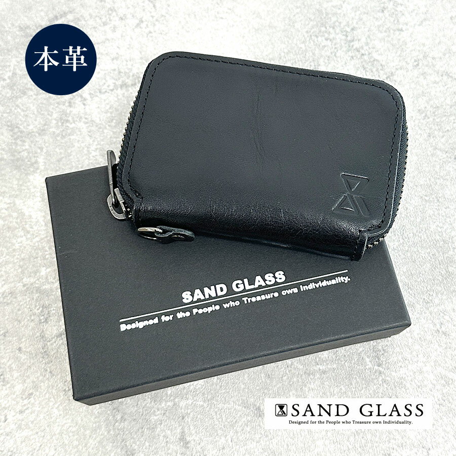 乐天商城 - 財布 メンズ 二つ折り財布 ミニ財布 3g30 SANDGLASS サンドグラス コンパクト 手のひらサイズ ラウンドファスナー ブランド 革 小銭入れ付き 本革 レザー 三つ折り財布 ブラック クロ 黒 おしゃれ 人気 おすすめ ギフト プレゼント 誕生日