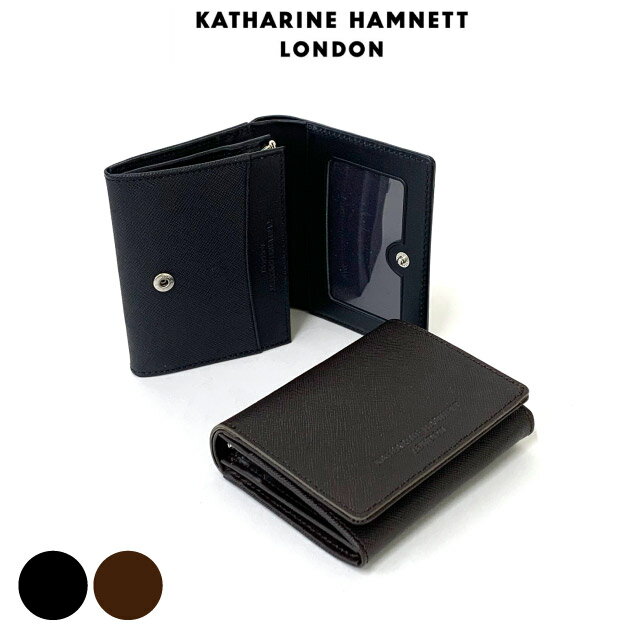 キャサリンハムネット 財布 メンズ 二つ折り 革 KATHARINE HAMNETT キャサリンハムネット PRISM キーリング付き二つ折財布 定期入れ付き 490-50503 パスケース付き レザー 折りたたみ men's 男性 父 お父さん プレゼント 人気 黒 茶 父の日 敬老の日 クリスマス メンズ財布