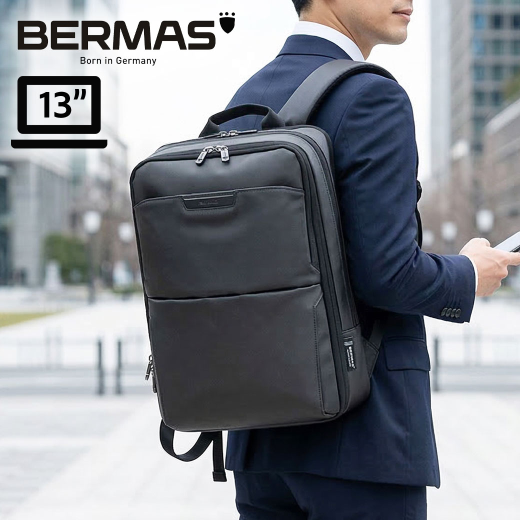 Rakuten - ビジネスリュック メンズ 軽量 撥水 マチ拡張 BERMAS バーマス Dulite Flex デュライトフレックス 60642 出張 衣類収納 13インチPC対応 キャリーオン 大容量 エキスパンダブル コーデュラ TPU 通勤 ブラック プレゼント