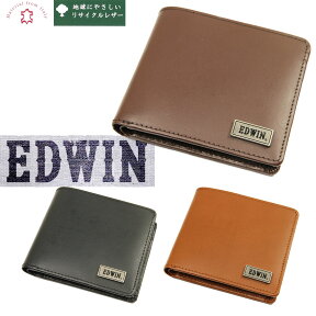 EDWIN エドウィン 二つ折り財布 メンズ ボンデッドレザー 折りたたみ 通勤 革小物 メンズ 財布 二つ折り 財布 ブランド 本革 折財布 メンズ 折り財布 0510745