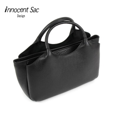 ブラックフォーマルバッグ ハンドバッグ 両あおりポケット 本革 レディース 日本製 innocent Sac イノセントサック 冠婚葬祭 慶弔 シュリンクレザー 牛革 メイドインジャパン 国産 ブラック 黒色 女性用 婦人用 送料無料 あす楽対応可能