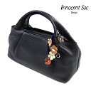 ブラックフォーマルバッグ ハンドバッグ 花飾り付き 両煽りポケット 本革 レディース 日本製 innocent Sac イノセントサック 冠婚葬祭 慶弔 姫路レ...