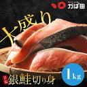 【送料無料】甘塩銀鮭切身 1kg お徳用 シャケ 切り身 (551602) ( かば田 明太子 九州 福岡 北九州 グルメ お取り寄せ ご飯のお供 おつまみ 加熱用 さけ サケ 焼き鮭 焼き魚 さかな 家庭用 お弁当 おかず 惣菜 冷凍食品 総菜 )