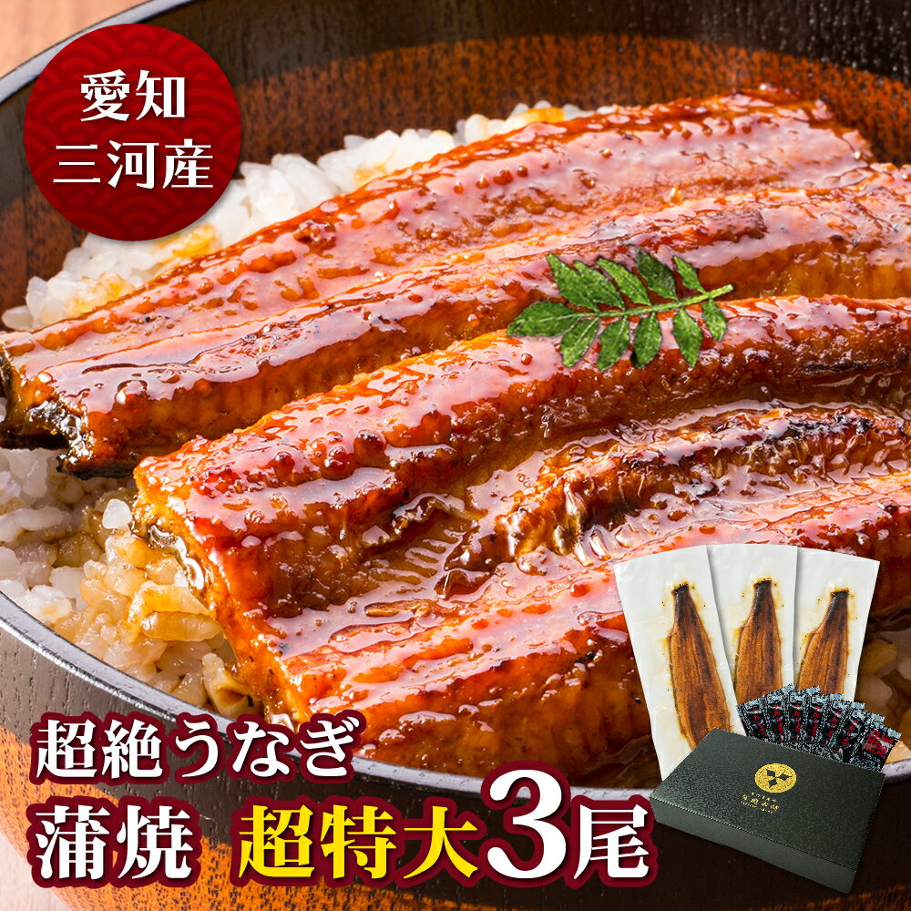 愛知三河産　超絶うなぎ蒲焼（269g-309g）×超特大3尾　7.5人前うなぎ 蒲焼き ギフト 父の日 母の日 敬老の日 食べ物 プレゼント 鰻 ウナギ 蒲焼 国産 国内産 お祝い 内祝い 結婚内祝い グルメ 丑の日 土用の丑の日 冷凍食品 送料無料