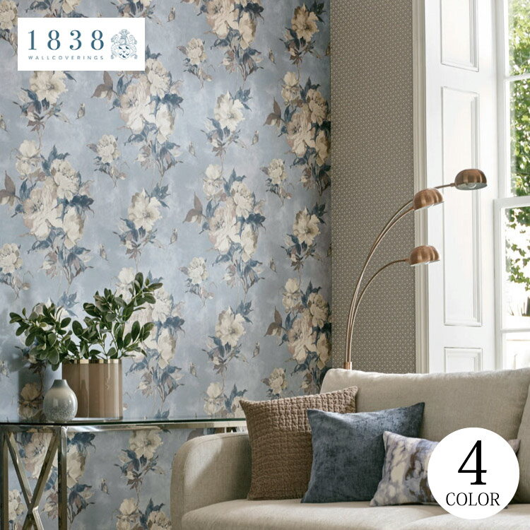 【送料無料】 輸入壁紙 イギリス製 花柄 蝶 バタフライ 布 のりなし壁紙 1838 WALLCOVERINGS/1838ウォールカバリングス (52cm×10m/ロー..