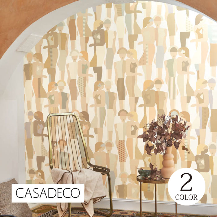 Rakuten - 輸入壁紙 テシード フランス ファッション 人 シルエット イラスト CASADECO/カサデコ（53cm巾 × 10.24m巻） 全2色 ［1ロール単位］