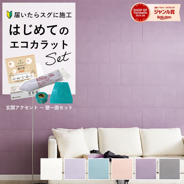 エコカラットプラス リクシル フェミーナ リクシル ECOCARAT PLUS 【初心者も簡単DIY】 玄関壁 6畳壁 アクセント壁セット ECP-303/FMN1N FMN2N FMN3N FMN4N FMN5N FMN6N 303角平 トイレ ホワイト ラベンダー グレイッシュブルー ローズ モーブ グレイッシュブラウン