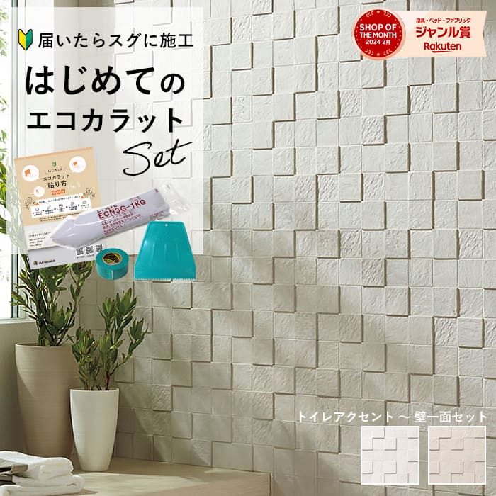 エコカラットプラス INAX リクシル エコカラット ECPCARAT ペトラスクエア【初心者も簡単DIY】 トイレ 玄関壁 洗面所 アクセント壁セット 6畳壁 ECP-60NET/PTS1N PTS2N ライトグレー ライトベージュ リフォーム 調湿 壁 DIY