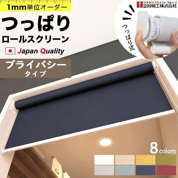 つっぱり ロールスクリーン ロールカーテン オーダー 1mm単位 プライバシータイプ 無地 非遮光 採光 おしゃれ タチカワブラインド グループ 立川機工 日本製