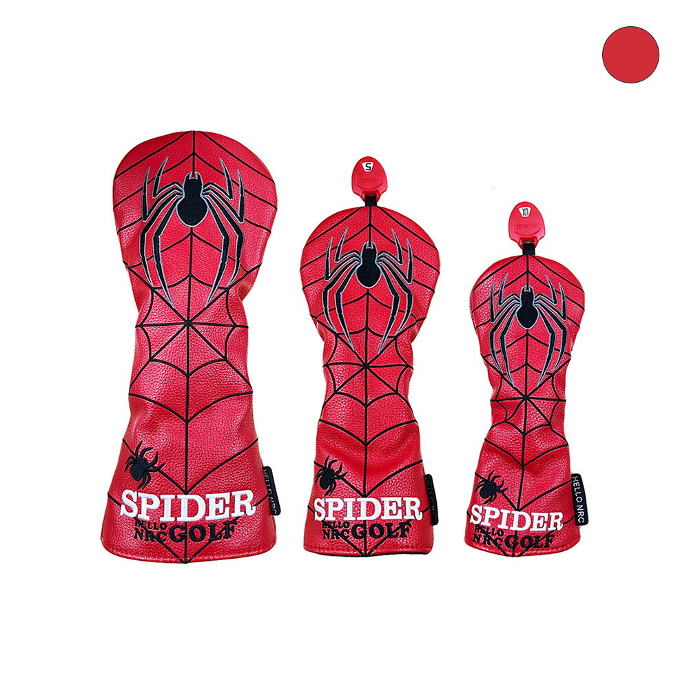ゴルフ ヘッドカバー ドライバー フェアウェイウッド ユーティリティ 用 PUレザー 防水 スパイダー 蜘蛛 クモ かっこいい メンズ — vista 2