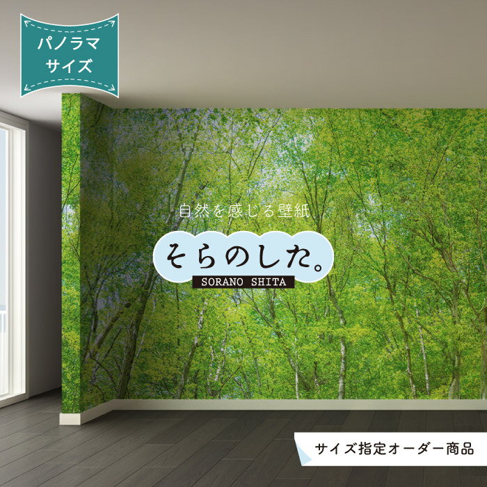 Rakuten - 【オーダー壁紙】 壁紙 ジャングル 森 森林 おしゃれ 写真 パノラマ 自然 癒し 貼りやすい デザイン 防カビ 日本製 国産 リメイク 模様替え 店舗 部屋 寝室 キッチン リビング トイレ 美しい 風景 景色 グリーン かべがみはるこ そらのした。
