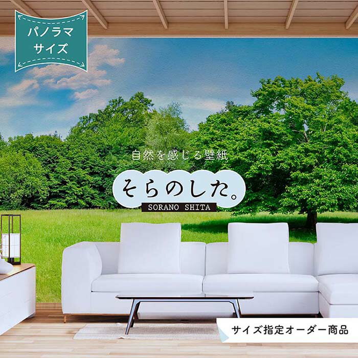 【オーダー壁紙】 壁紙 森林 写真 パノラマ おしゃれ 自然 癒し 貼りやすい デザイン 防カビ 日本製 国産 リメイク 模様替え 店舗 天井 部屋 寝室 キッチン リビング トイレ 風景 景色 グリーン かべがみはるこ そらのした。 【ss16916】