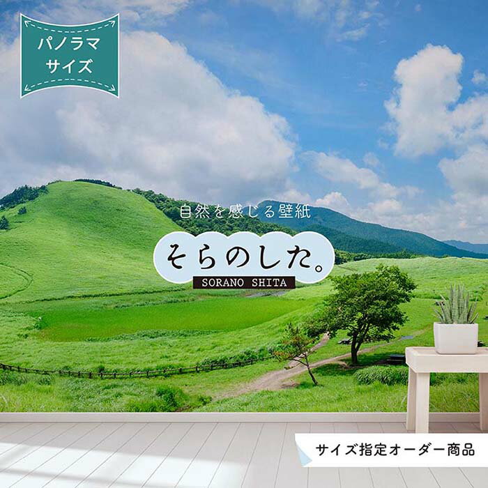 【オーダー壁紙】 壁紙 草原 写真 パノラマ おしゃれ 自然 グリーン 丘 原っぱ 空 雲 開放的 貼りやすい デザイン 防カビ 日本製 国産 リメイク 模様替え 店 天井 部屋 寝室 キッチン リビング トイレ 風景 景色 かべがみはるこ そらのした。
