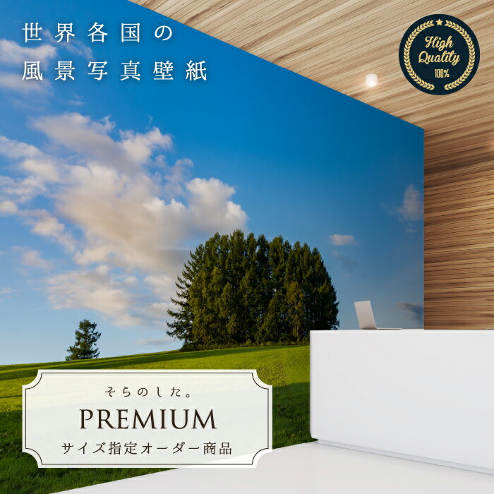 Rakuten - 【オーダー壁紙】 壁紙 写真 北海道 丘 草原 木 空 雲 カントリー おしゃれ 綺麗 自然 開放的 癒し 貼りやすい 防カビ 日本製 国産 リメイク 模様替え 店舗 内装 部屋 寝室 キッチン リビング トイレ 風景 景色 かべがみはるこ そらのした。premium