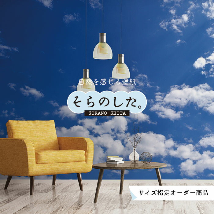 Rakuten - 【オーダー壁紙】 壁紙 空 おしゃれ 写真 自然 雲 スカイ クラウド 癒し 貼りやすい デザイン 防カビ 日本製 国産 リメイク 模様替え 店舗 天井 部屋 寝室 キッチン リビング トイレ 美しい 風景 景色 白 ブルー かべがみはるこ そらのした。