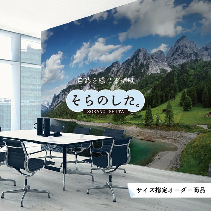 Rakuten - 【オーダー壁紙】 壁紙 山 空 雲 壮大 おしゃれ 写真 自然 貼りやすい デザイン 防カビ 日本製 国産 リメイク 模様替え 店 天井 部屋 寝室 キッチン リビング トイレ 風景 景色 かべがみはるこ そらのした。
