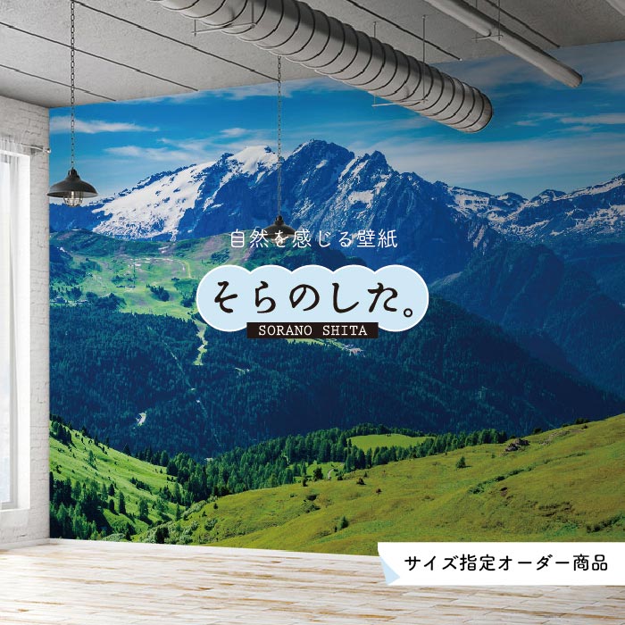 Rakuten - 【オーダー壁紙】 壁紙 山 空 雲 壮大 おしゃれ 写真 自然 貼りやすい デザイン 防カビ 日本製 国産 リメイク 模様替え 店 天井 部屋 寝室 キッチン リビング トイレ 風景 景色 かべがみはるこ そらのした。