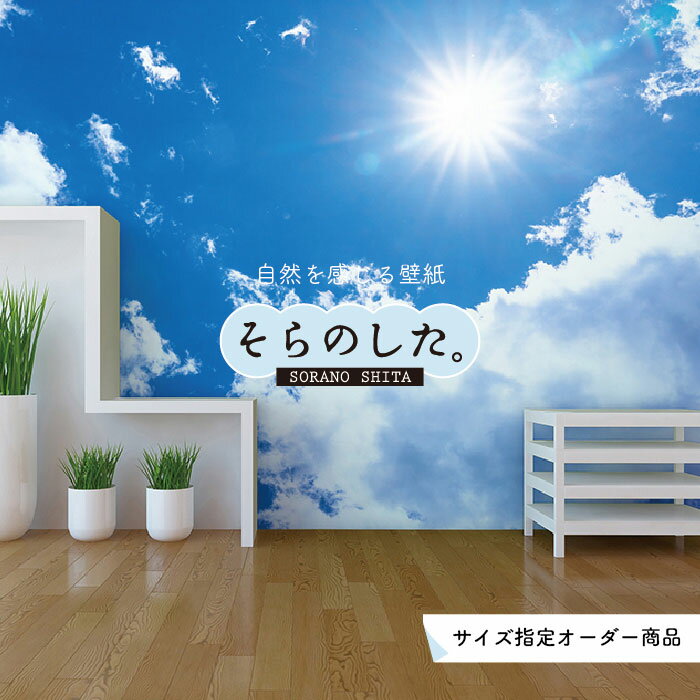 乐天商城 - 【オーダー壁紙】 壁紙 空 おしゃれ 写真 自然 雲 スカイ クラウド 癒し 貼りやすい デザイン 防カビ 日本製 国産 リメイク 模様替え 店舗 天井 部屋 寝室 キッチン リビング トイレ 美しい 風景 景色 白 ブルー かべがみはるこ そらのした。
