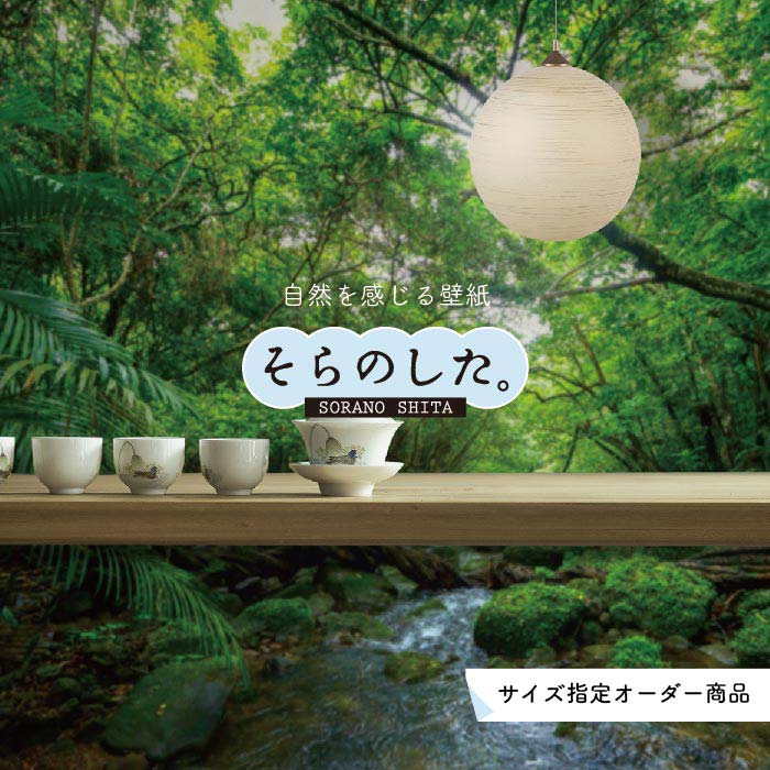 Rakuten - 【オーダー壁紙】 壁紙 ジャングル 森 森林 写真 おしゃれ 自然 癒し 貼りやすい デザイン 防カビ 日本製 国産 リメイク 模様替え 店舗 天井 部屋 寝室 キッチン リビング トイレ 風景 景色 グリーン かべがみはるこ そらのした。 【ss16669】